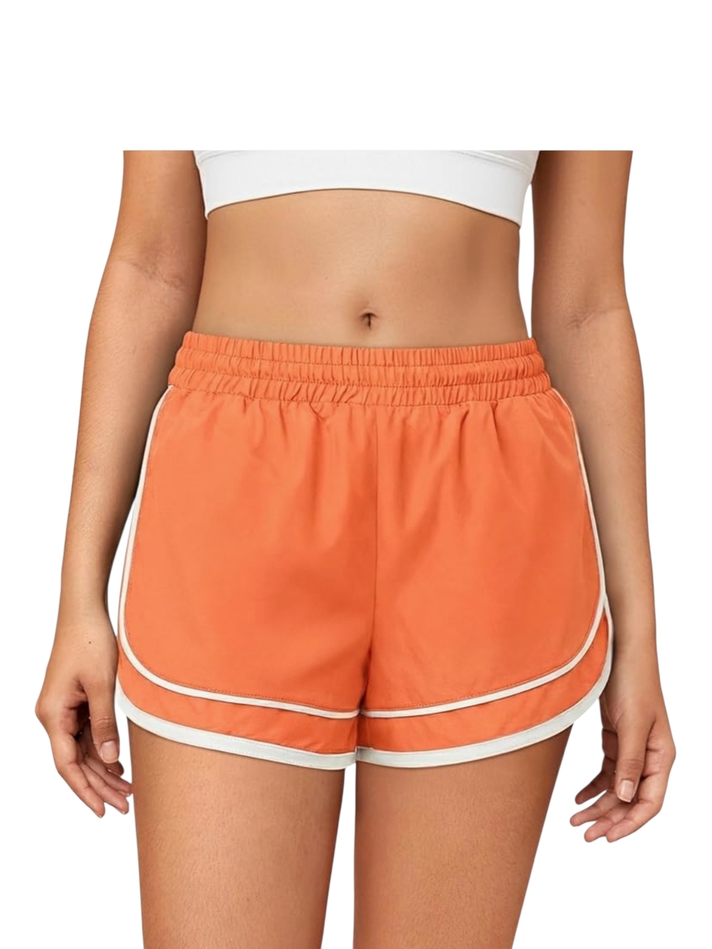 CHUNPIN - Large Orange Women's Running Shorts with Contrast Trim - Picture 4 of 9